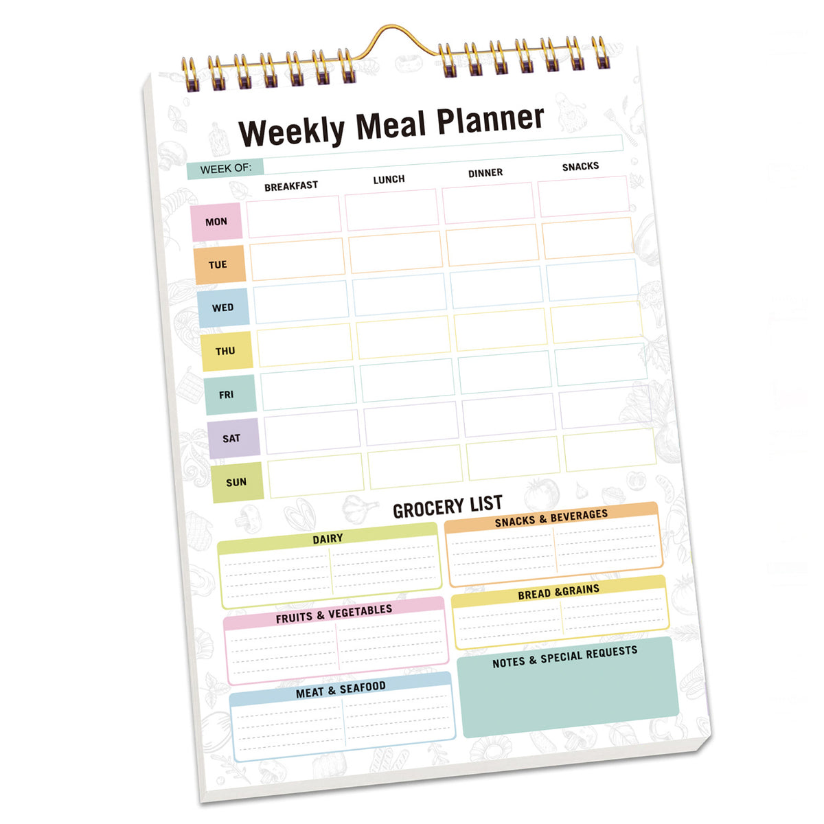 Tear‑Off Horizontal Meal Planner Pad