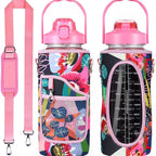 2L Motivational Water Bottle with Time Marker & Sleeve
