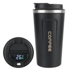Digital Display Insulated Travel Coffee Tumbler 510ml, Reusable On‑the‑Go Beverage Mug