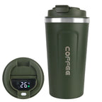Digital Display Insulated Travel Coffee Tumbler 510ml, Reusable On‑the‑Go Beverage Mug
