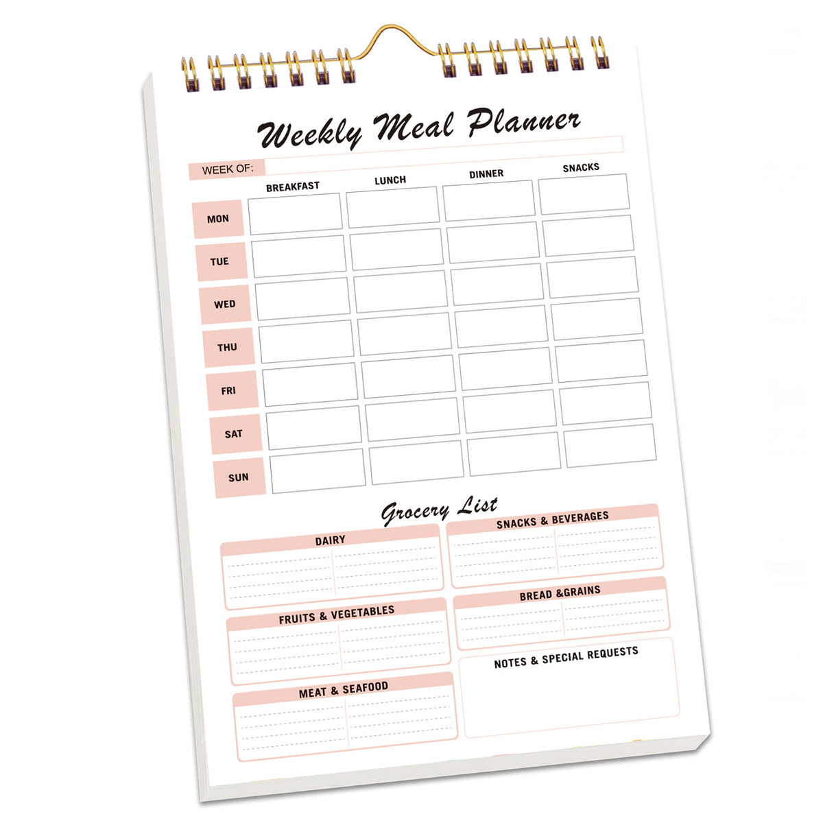 Tear‑Off Horizontal Meal Planner Pad
