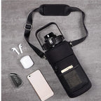 2L Motivational Water Bottle with Time Marker & Sleeve