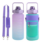 2L Motivational Water Bottle with Time Marker & Sleeve