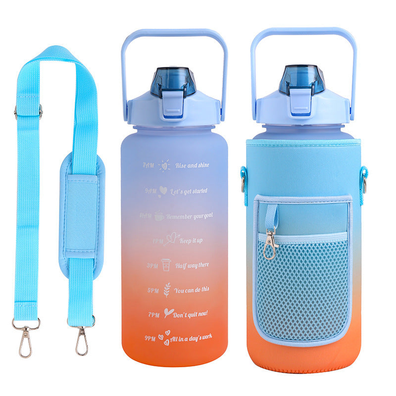 2L Motivational Water Bottle with Time Marker & Sleeve