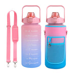 2L Motivational Water Bottle with Time Marker & Sleeve