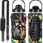 2L Motivational Water Bottle with Time Marker & Sleeve